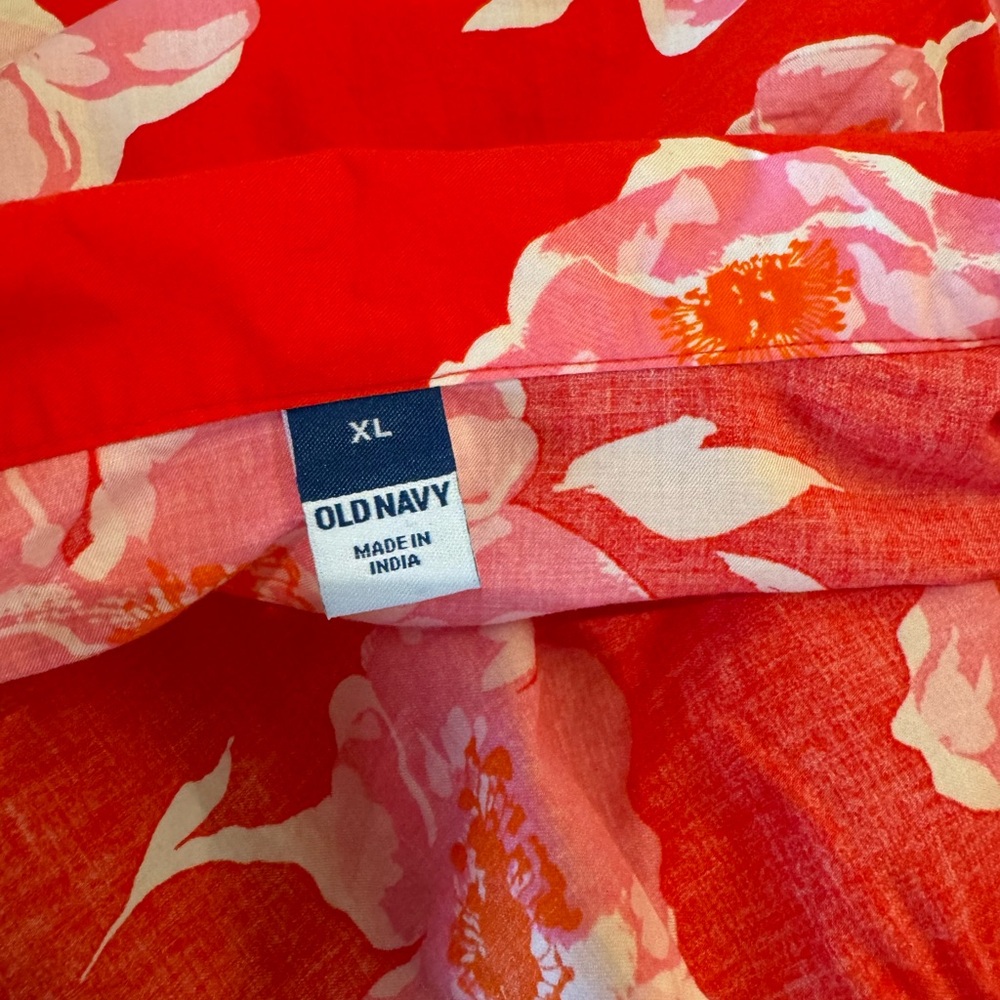 Old Navy Pink Floral with Cutouts Midi Shirt Dress Sz XL - Picture 10 of 12